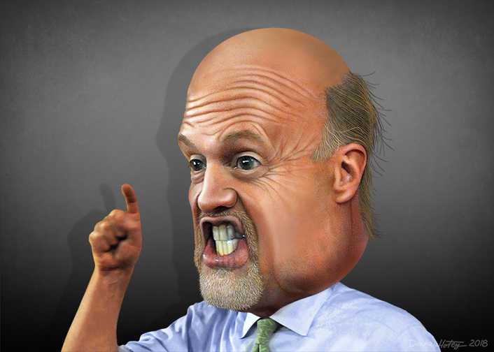 James J. Cramer, aka Jim Cramer, is a former hedge fund manager and co-founder of TheStreet, Inc. He hosts CNBC's Mad Money. This caricature of Jim Cramer was adapted from a Creative Commons licensed photo from Wikimedia.